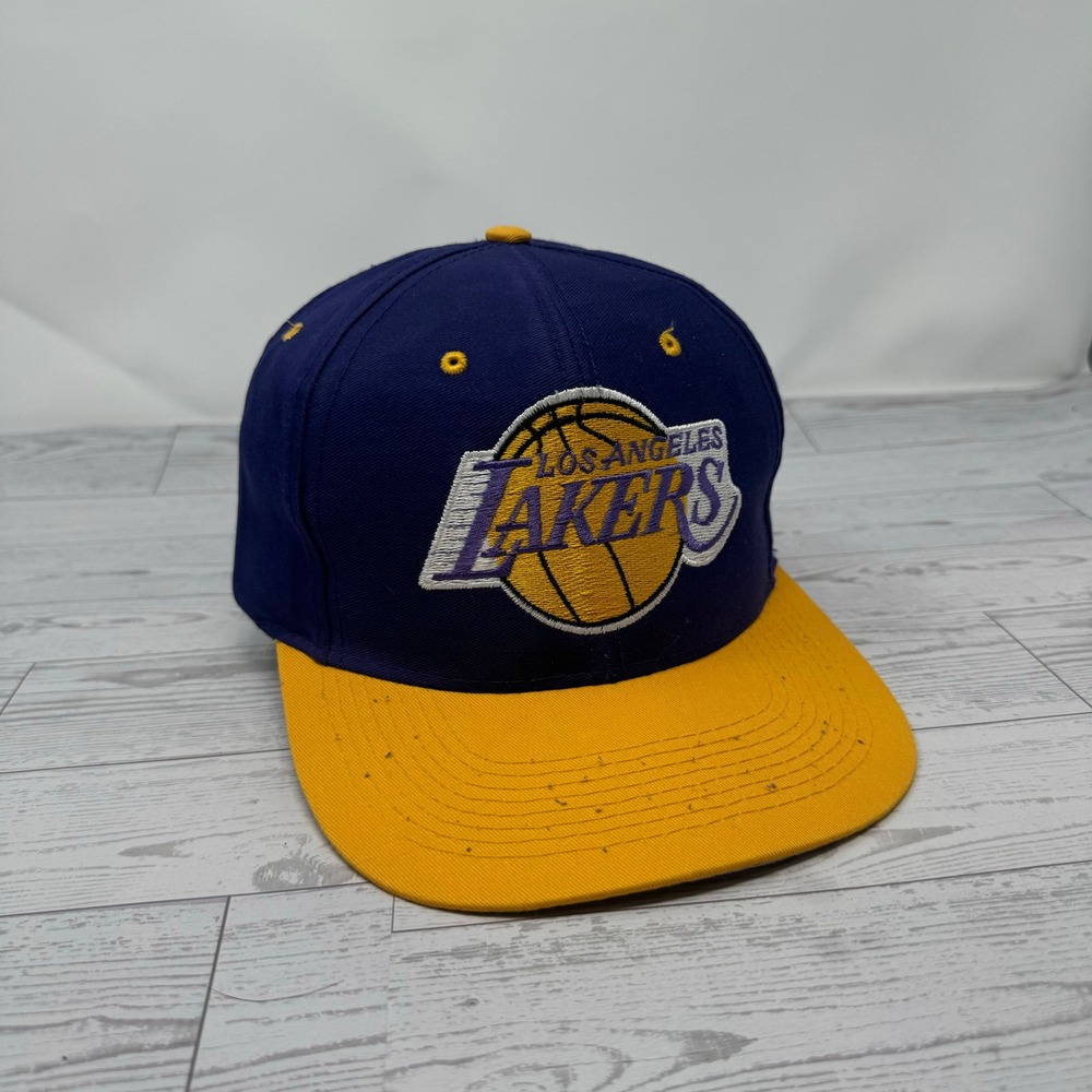 Vintage Logo 7 Los Angeles Lakers NBA Basketball Hat Cap Purple Yellow